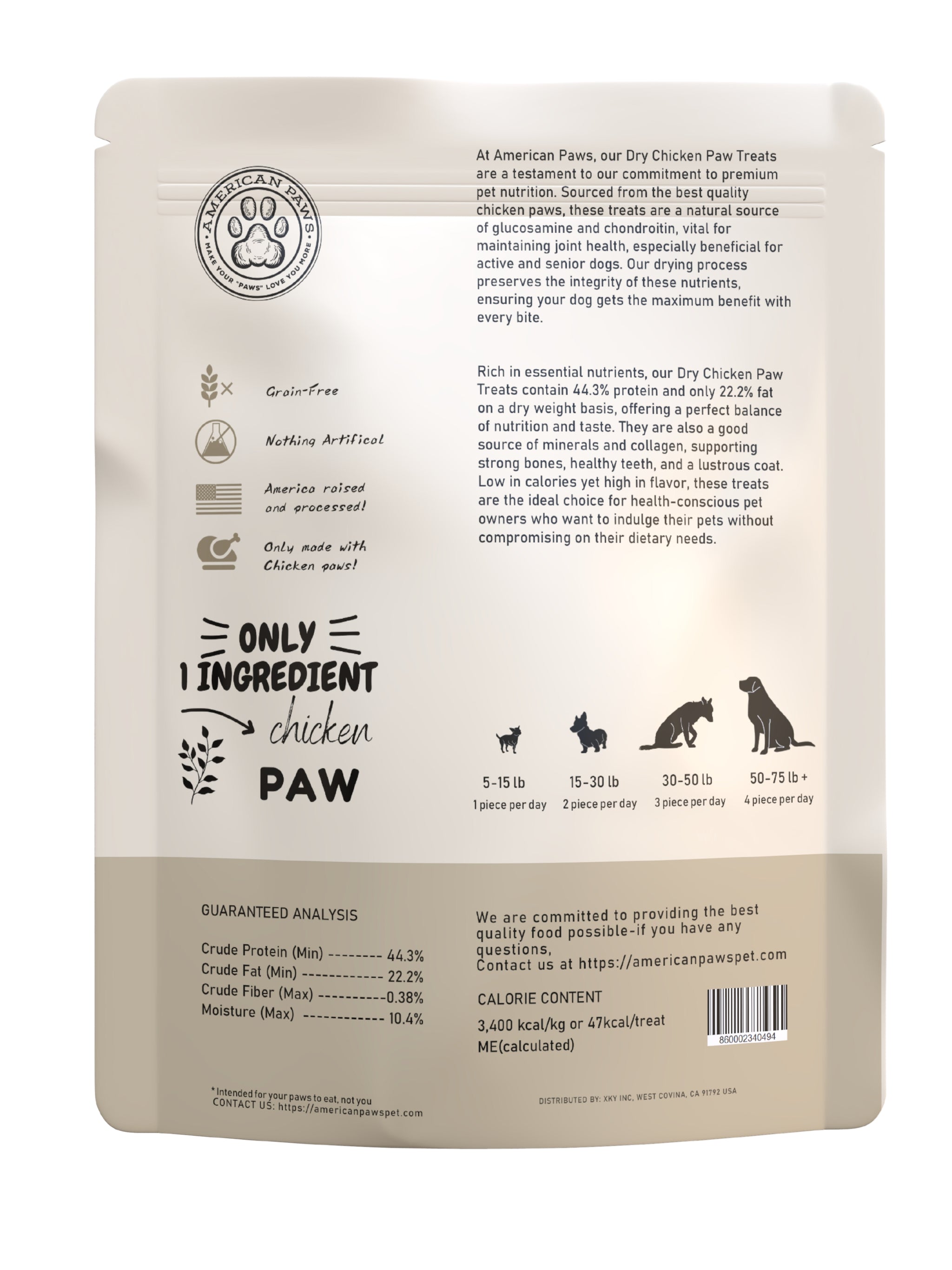 Dehydrated Chicken Feet for Dogs — Natural Long-Lasting Chew, Made in USA, 1lb (~28 pcs)