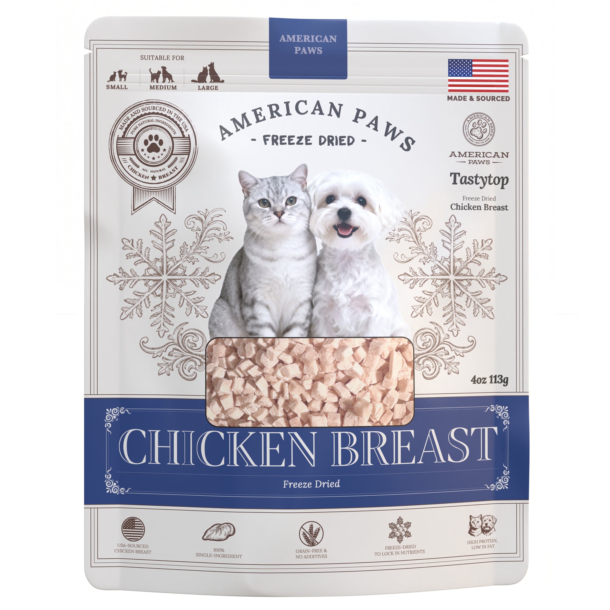 Freeze-Dried Chicken Training Treats for Cats & Dogs — Single-Ingredient, Made in USA (4 oz)