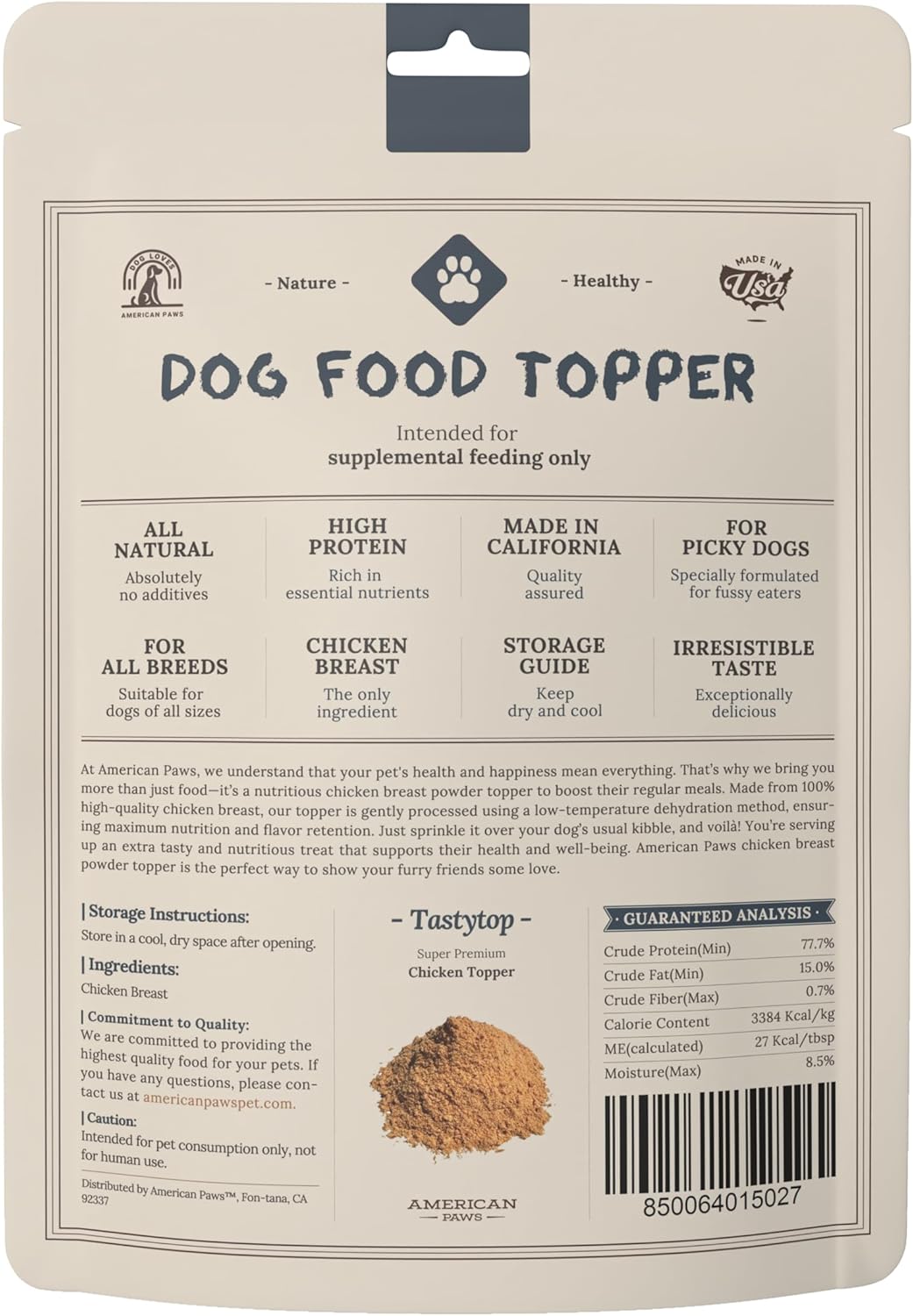 Chicken Meal Topper for Dogs — Freeze Dried Chicken Breast Crumbles, USA Made, 4oz