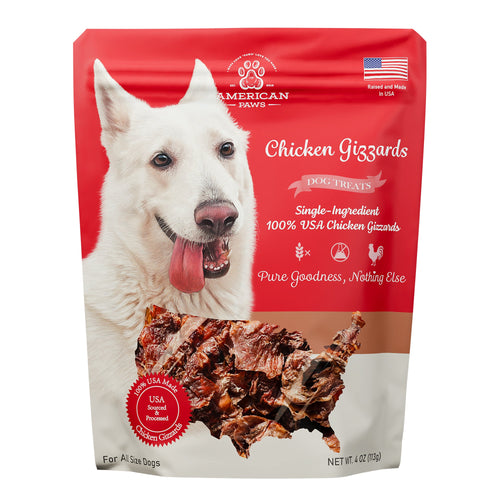 American Paws Chicken Gizzards Dog Treats 4 oz pouch — front