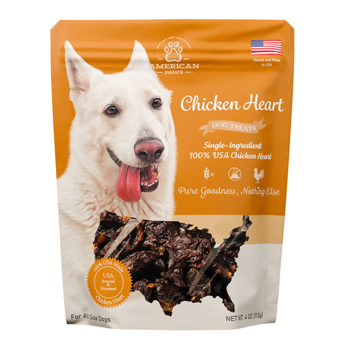 American Paws Chicken Hearts Dog Treats 4 oz pouch — front