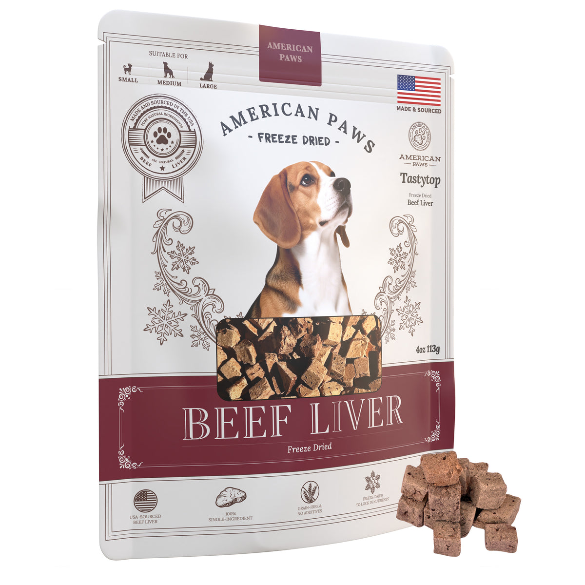 Freeze-Dried Beef Liver Dog Treats — Single-Ingredient Training Treats, 100% USA Beef (4 oz)