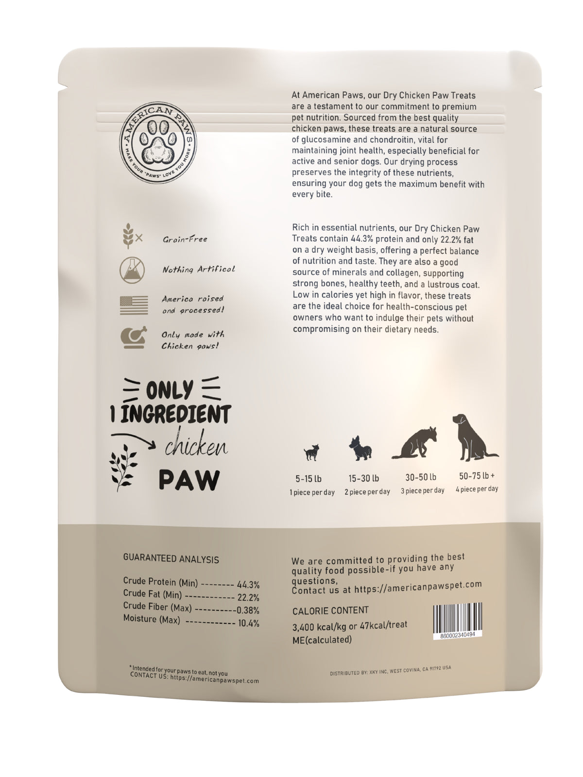 Dehydrated Chicken Feet for Dogs — Natural Long-Lasting Chew, Made in USA, 1lb (~28 pcs)
