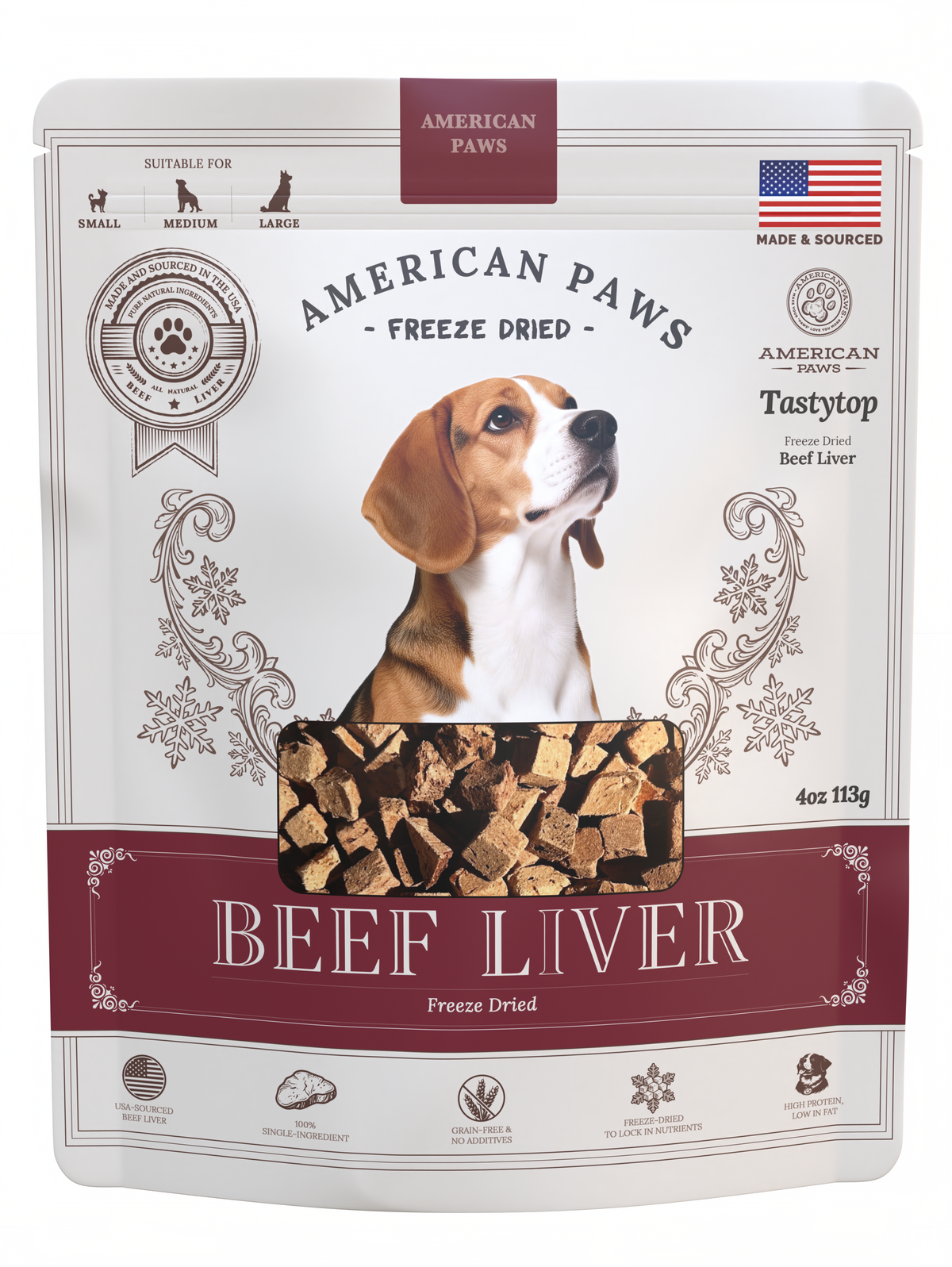 Freeze-Dried Beef Liver Dog Treats — Single-Ingredient Training Treats, 100% USA Beef (4 oz)
