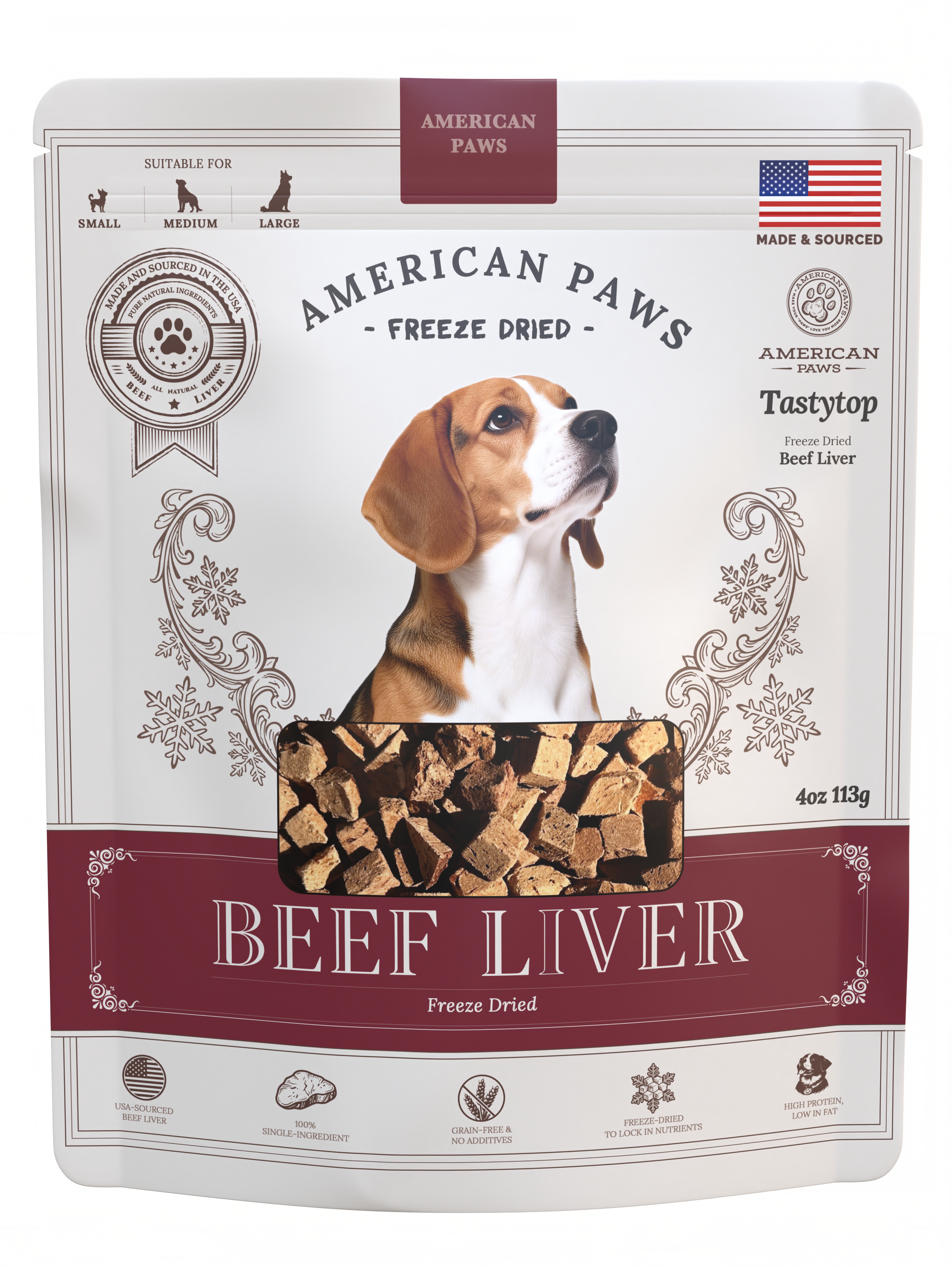 Freeze-Dried Beef Liver Dog Treats — Single-Ingredient Training Treats, 100% USA Beef (4 oz)