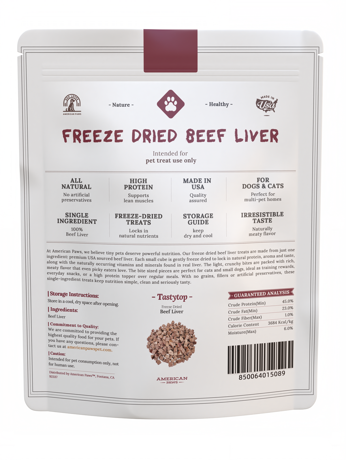 Freeze-Dried Beef Liver Dog Treats — Single-Ingredient Training Treats, 100% USA Beef (4 oz)