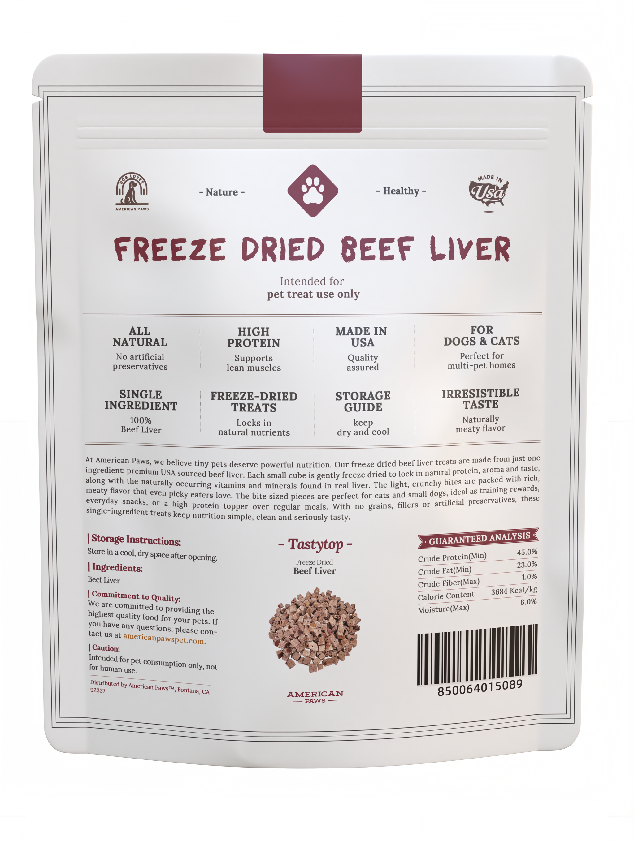 Freeze-Dried Beef Liver Dog Treats — Single-Ingredient Training Treats, 100% USA Beef (4 oz)