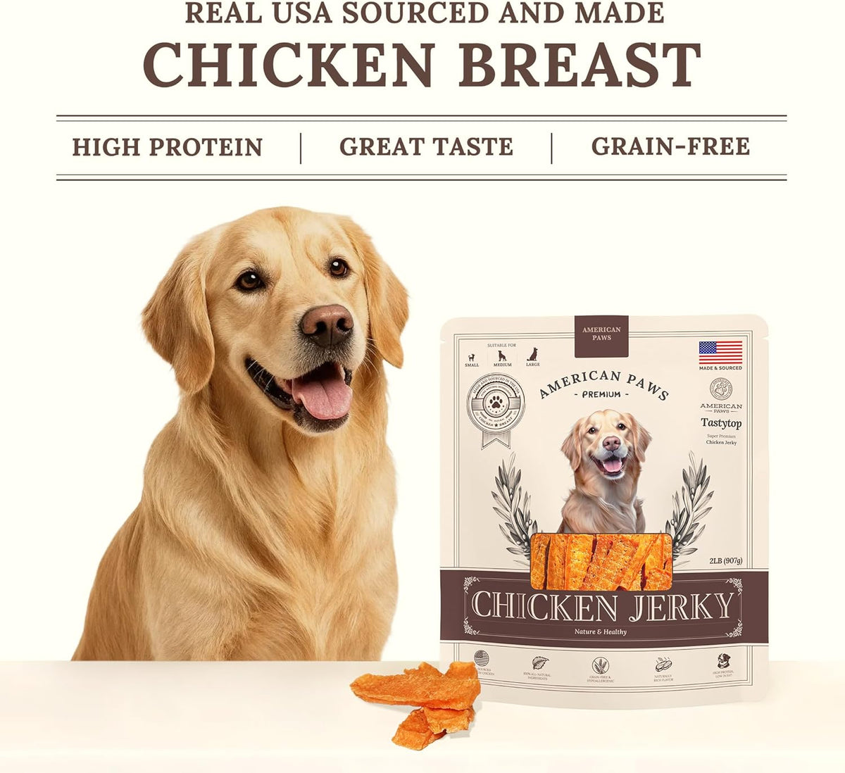 Chicken Training Treats for Dogs — All-Natural High-Value Soft Jerky, Made in USA (2 lb)