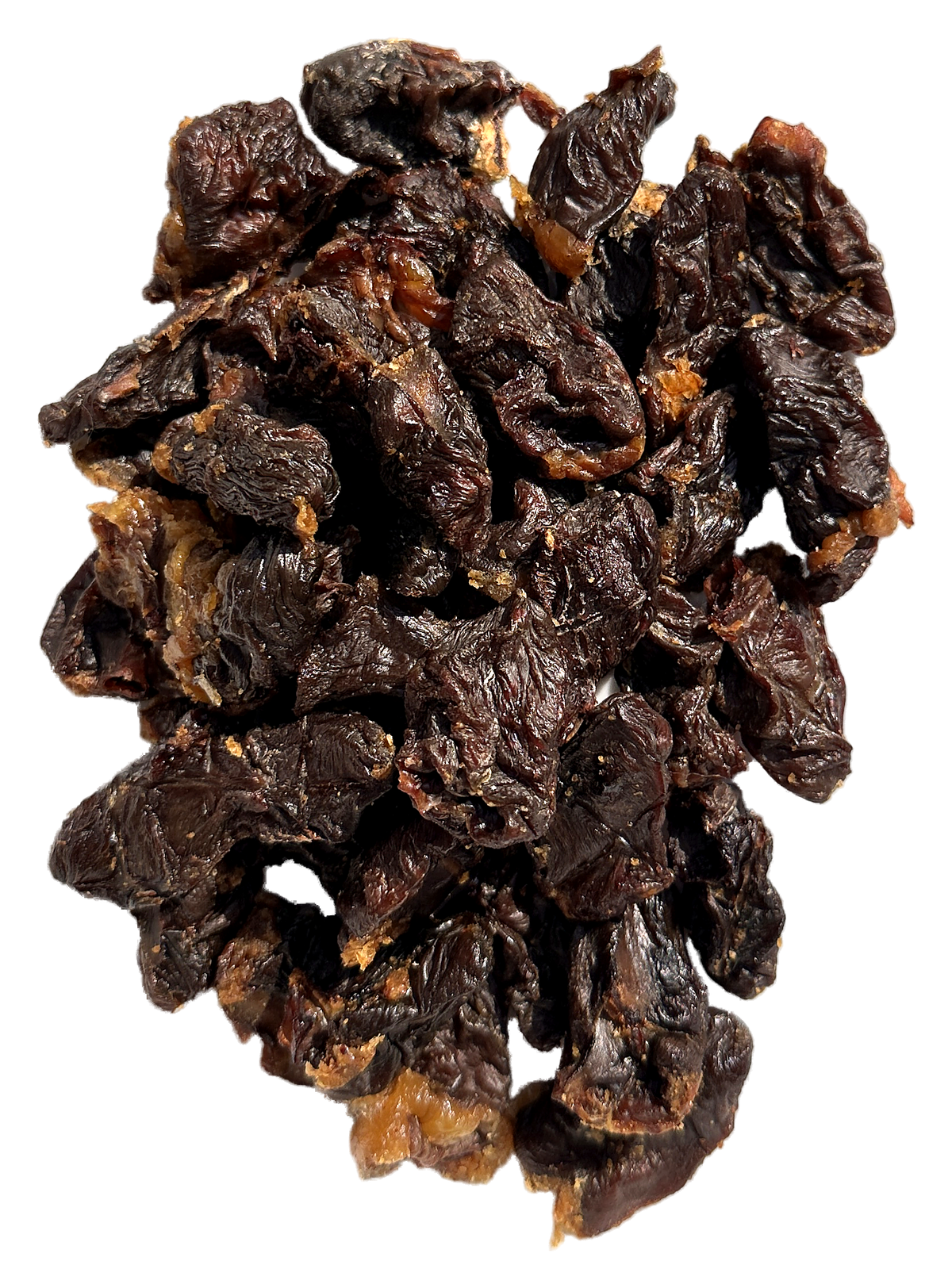 Pile of dehydrated chicken heart dog treats