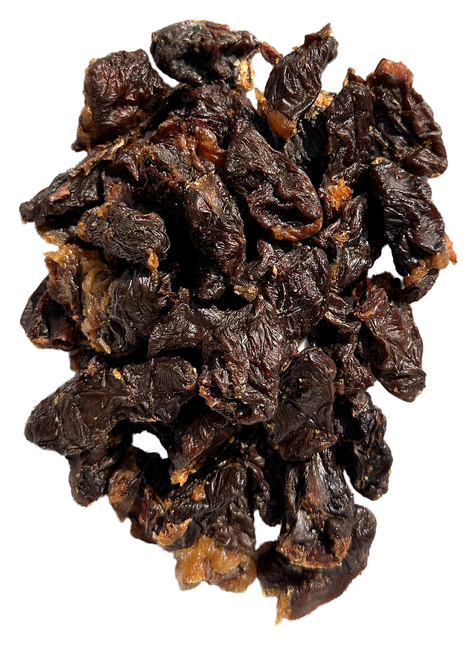 Pile of dehydrated chicken heart dog treats
